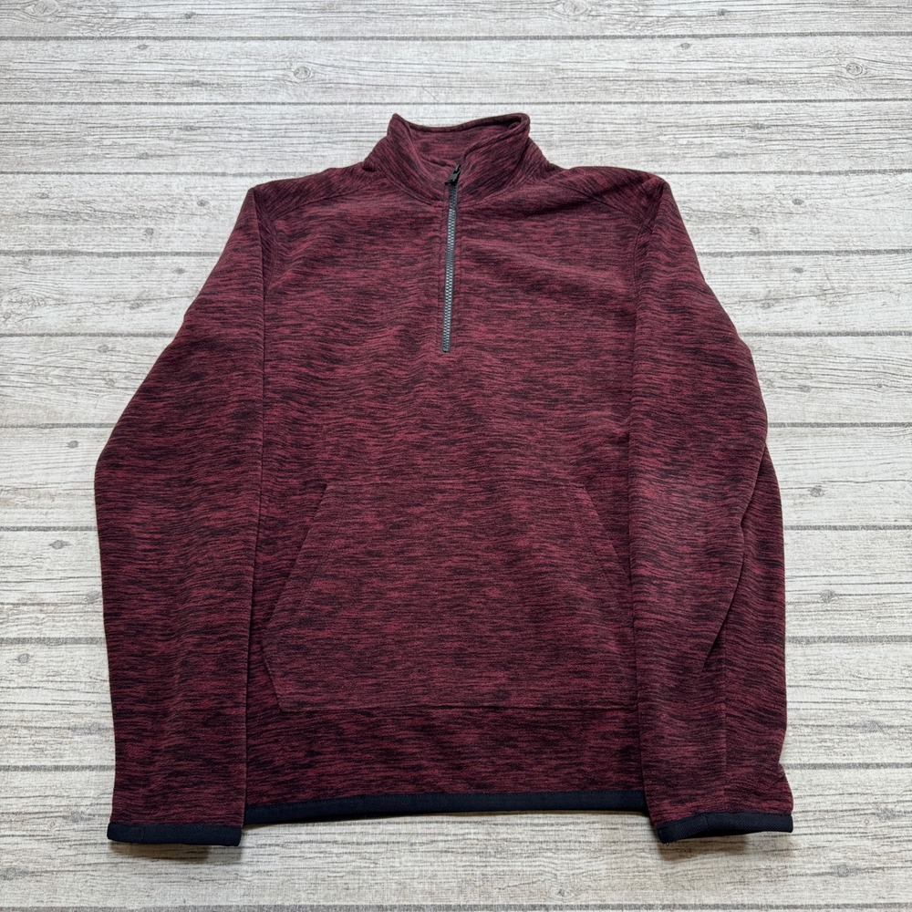 Banana Republic Sweater Men's XS Burgundy Space Dye Fleece Quarter Zip Pullover